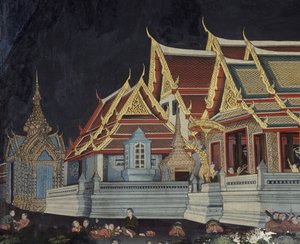 Détail du roi Mongkut observant une éclipse de soleil - Thai School